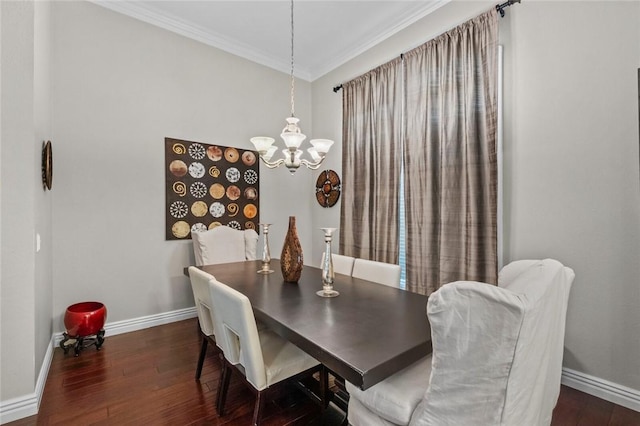8200 Titleist Cir, Rogers, AR 72756 - dining space featuring a chandelier, crown molding, baseboards, and dark wood finished floors