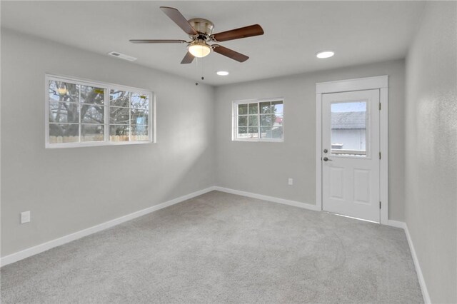 1115 Eicher Ave, Springdale, AR 72764 - unfurnished room with carpet, a ceiling fan, baseboards, and recessed lighting