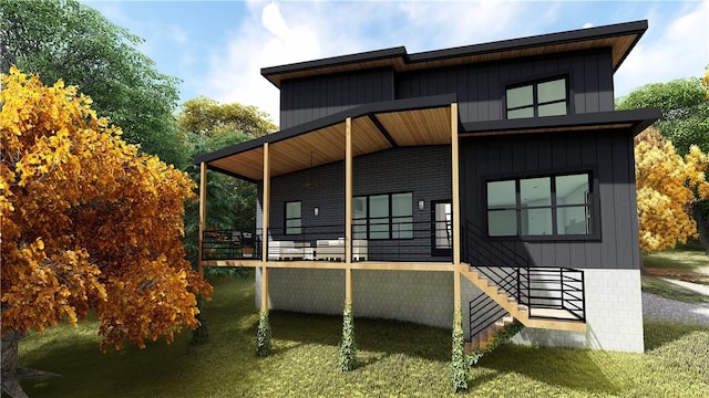 13 Abbotsley Ln, Bella Vista, AR 72714 - rear view of property featuring stairs and a yard