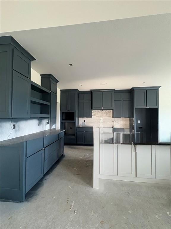 841 Bellagiola Ave, Tontitown, AR 72762 - kitchen with concrete flooring, backsplash, and open shelves
