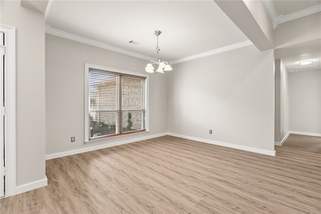 8001 Mars Hill Rd, Ar, AR 72011 - empty room with light wood finished floors, ornamental molding, baseboards, and a chandelier