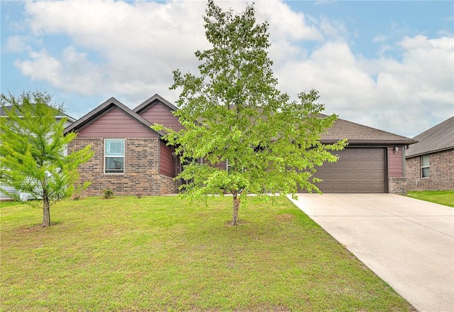 811 SW Pure Globe St, Bentonville, AR 72712 - ranch-style home featuring brick siding, a garage, concrete driveway, and a front yard