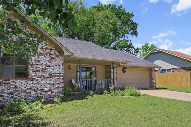 1110 Meadowlark Ln, Siloam Springs, AR 72761 - view of front facade with an attached garage, a porch, concrete driveway, and brick siding