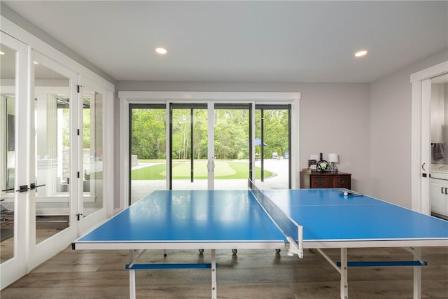 2762 Wilson Ln, Fayetteville, AR 72703 - playroom featuring recessed lighting, wood finished floors, and french doors
