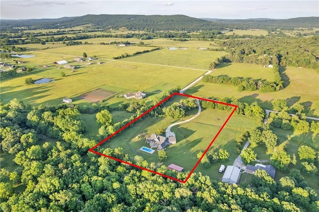 12292 Butler Rd, Prairie Grove, AR 72753 - overview of rural landscape featuring property boundaries highlighted