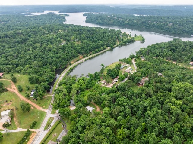 14090 Canal St, Rogers, AR 72758 - aerial overview of property's location with a nearby body of water and a heavily wooded area