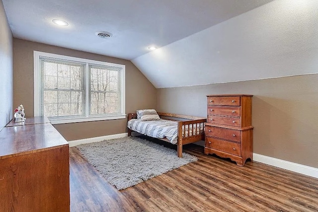 14090 Canal St, Rogers, AR 72758 - bedroom featuring baseboards, wood finished floors, lofted ceiling, and recessed lighting
