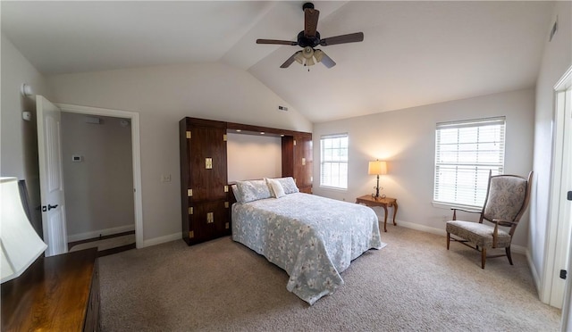 1011 Harvest St, Centerton, AR 72719 - bedroom featuring lofted ceiling, light colored carpet, and a ceiling fan