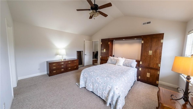 1011 Harvest St, Centerton, AR 72719 - bedroom with vaulted ceiling, light colored carpet, and a ceiling fan