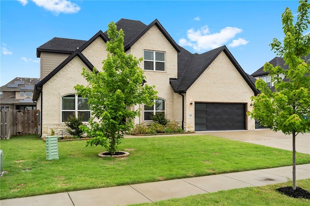 1408 SW Breeze Ct, Bentonville, AR 72713 - french provincial home featuring driveway, a garage, brick siding, roof with shingles, and stone siding