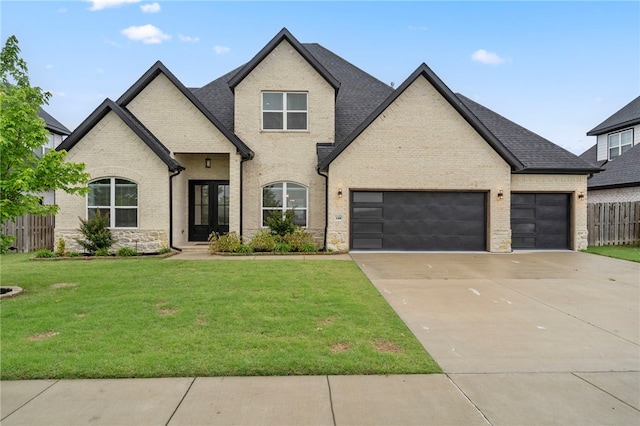 1408 SW Breeze Ct, Bentonville, AR 72713 - french country inspired facade featuring driveway, a garage, brick siding, and stone siding