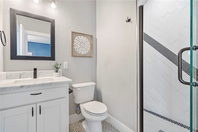 1408 SW Breeze Ct, Bentonville, AR 72713 - bathroom with vanity, toilet, a shower stall, and baseboards