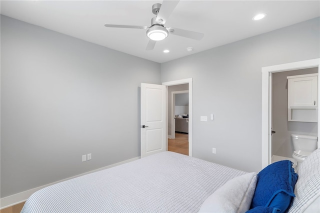 1408 SW Breeze Ct, Bentonville, AR 72713 - bedroom with recessed lighting, baseboards, and ceiling fan