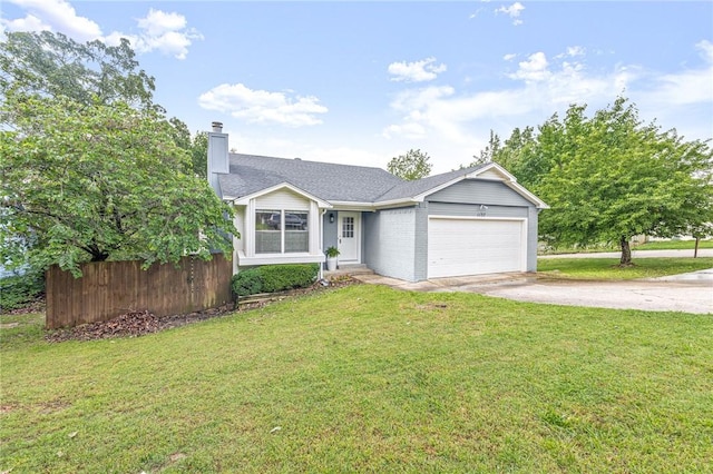 1137 E Township St, Fayetteville, AR 72703 - view of front of property featuring an attached garage, driveway, a chimney, and a shingled roof