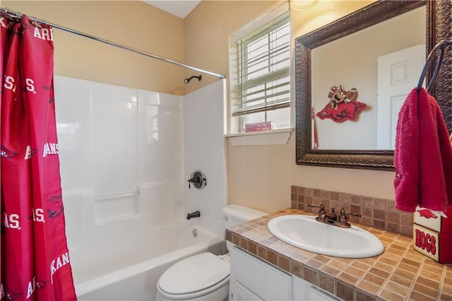 14453 Merritt Dr, Pea Ridge, AR 72751 - full bathroom with shower / bath combination with curtain, toilet, and vanity