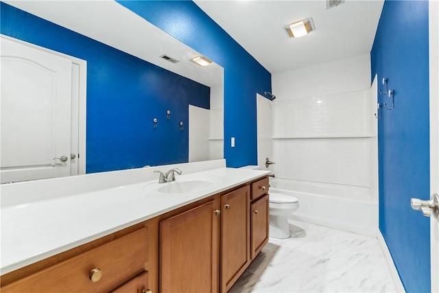 904 S Lafayette St, Rogers, AR 72758 - full bathroom featuring vanity, toilet, bathing tub / shower combination, and marble finish flooring