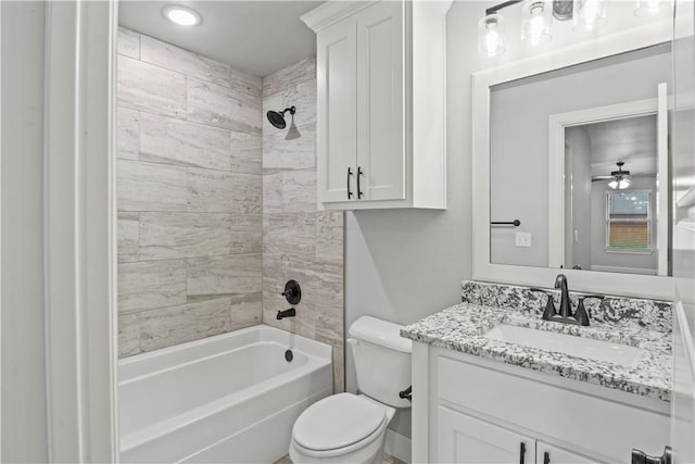 1440 Amber Way, Centerton, AR 72719 - full bath with vanity, toilet, shower / bathtub combination, and a ceiling fan