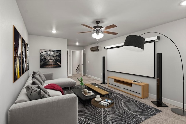 1440 Amber Way, Centerton, AR 72719 - home theater room with carpet, a ceiling fan, baseboards, and recessed lighting