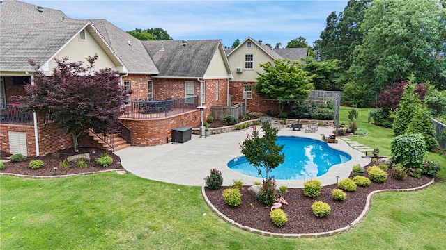 306 Osage Ct, Russellville, AR 72802 - view of swimming pool featuring a patio area, stairway, and a wooden deck