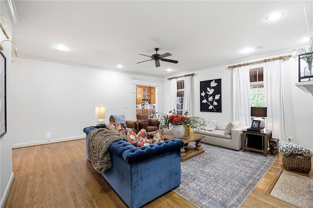 306 Osage Ct, Russellville, AR 72802 - living room with a ceiling fan, recessed lighting, baseboards, and ornamental molding