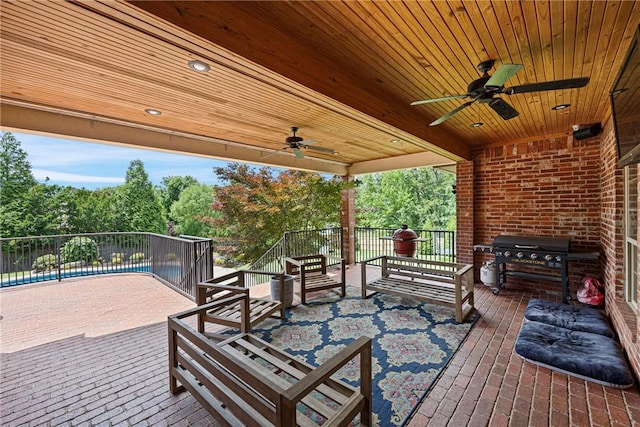306 Osage Ct, Russellville, AR 72802 - view of patio / terrace featuring a ceiling fan, area for grilling, and a wooden deck