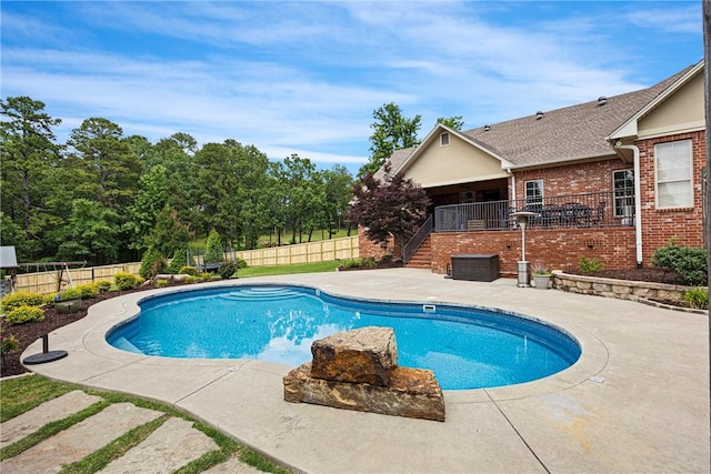 306 Osage Ct, Russellville, AR 72802 - view of swimming pool with a patio, a fenced backyard, and stairs
