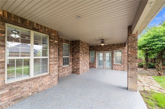 600 Rocky Xing, Fayetteville, AR 72704 - view of patio / terrace featuring french doors and a ceiling fan