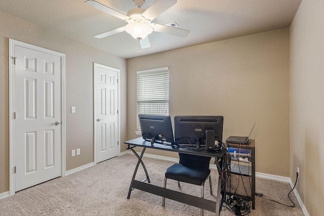 801 SW Castlewood St, Bentonville, AR 72712 - office featuring carpet, ceiling fan, and baseboards