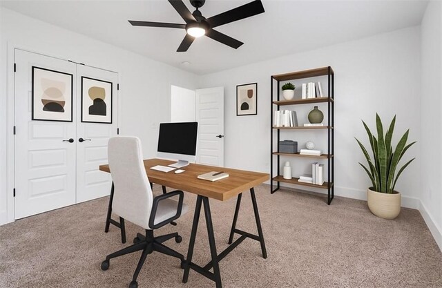 7101 SW Basswood Ave, Bentonville, AR 72713 - office area with light carpet, ceiling fan, and baseboards