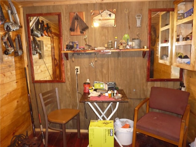 396 Dawn Light Dr, Western Grove, AR 72675 - living area with wooden walls and wood finished floors