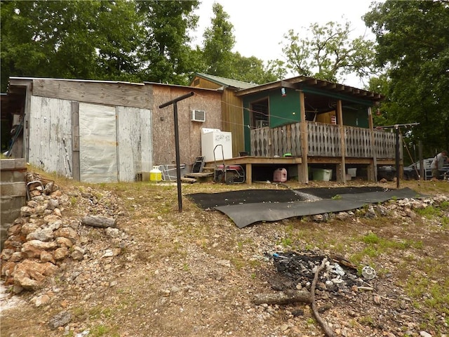 396 Dawn Light Dr, Western Grove, AR 72675 - rear view of property featuring a wooden deck and an AC wall unit