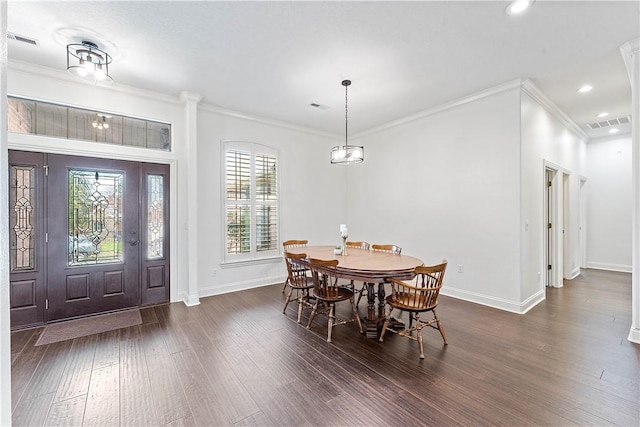 6612 W Inverness Dr, Rogers, AR 72758 - dining room featuring wood finished floors, baseboards, crown molding, and recessed lighting