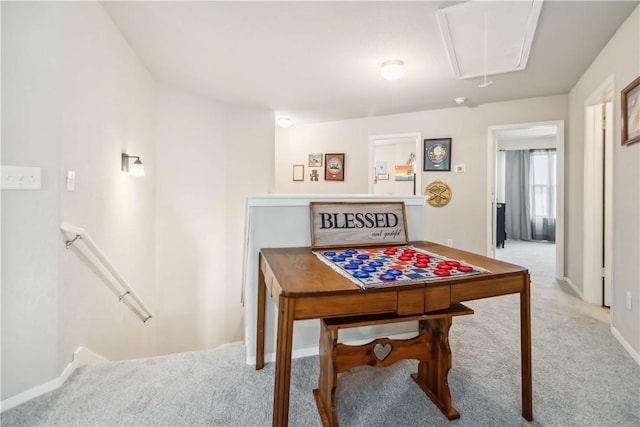 1017 Richland Creek Ave, Elkins, AR 72727 - game room featuring attic access, carpet, and baseboards