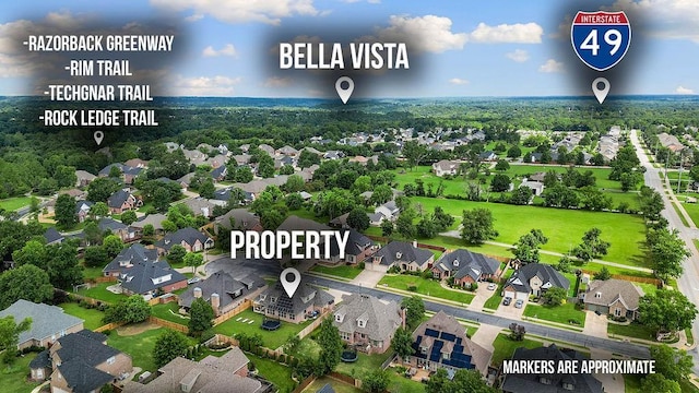 1000 Halifax Pl, Bentonville, AR 72712 - aerial perspective of suburban area