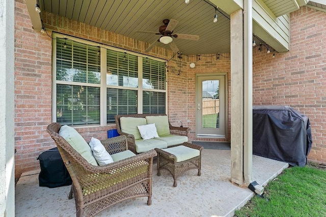 1000 Halifax Pl, Bentonville, AR 72712 - view of patio featuring a ceiling fan, grilling area, and an outdoor living space