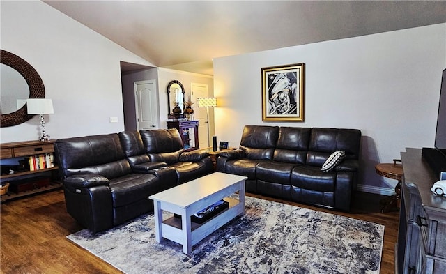 4158 N Rocky Ridge Trl, Rogers, AR 72756 - living room featuring wood finished floors and vaulted ceiling