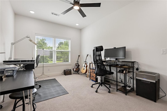 301 SW Autumn Hills Rd, Bentonville, AR 72712 - carpeted office space featuring a ceiling fan, recessed lighting, and baseboards