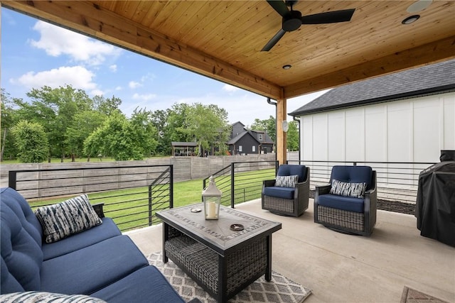 301 SW Autumn Hills Rd, Bentonville, AR 72712 - view of patio featuring an outdoor living space and a ceiling fan