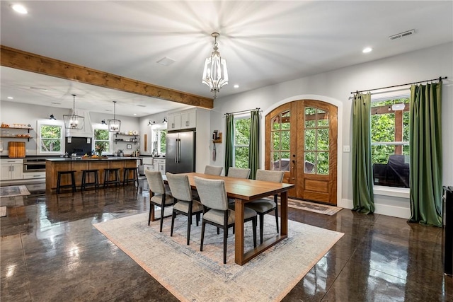 112 E Woodside Ln, Rogers, AR 72756 - dining space featuring a chandelier, recessed lighting, and baseboards