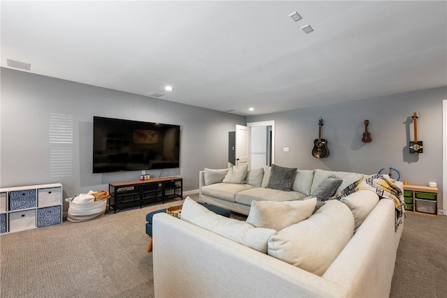 112 E Woodside Ln, Rogers, AR 72756 - living room featuring carpet floors, recessed lighting, and baseboards