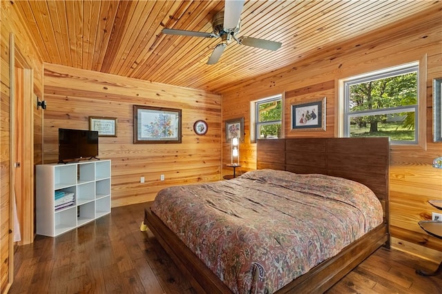 482 County Road 332, Eureka Springs, AR 72632 - bedroom featuring wood walls, hardwood / wood-style flooring, and wood ceiling