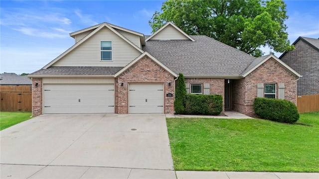 1320 Lariat Dr, Centerton, AR 72719 - traditional-style home with brick siding, a shingled roof, concrete driveway, and an attached garage
