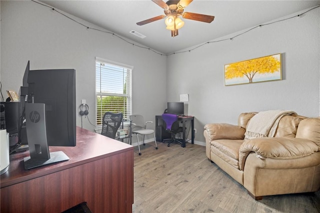 1320 Lariat Dr, Centerton, AR 72719 - office space with light wood-style floors, a ceiling fan, and baseboards