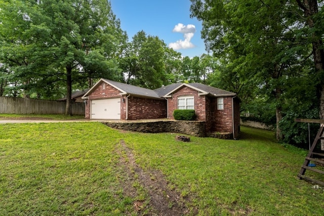 12305 Tyson Rd, Lowell, AR 72745 - ranch-style house featuring driveway, a garage, and brick siding