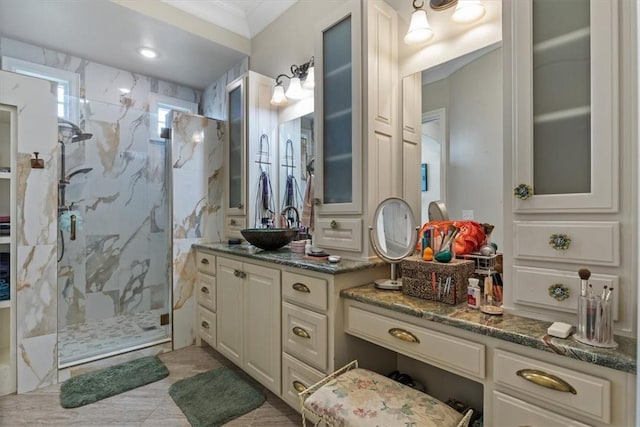 4465 Champagne Dr, Springdale, AR 72764 - full bath featuring a marble finish shower and vanity