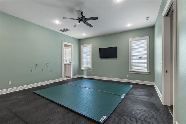 4465 Champagne Dr, Springdale, AR 72764 - recreation room featuring baseboards, ceiling fan, and recessed lighting