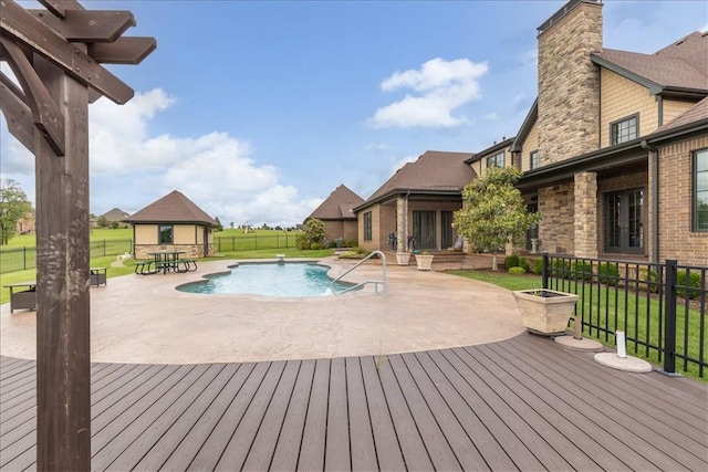4465 Champagne Dr, Springdale, AR 72764 - view of swimming pool featuring a deck, a patio, and a gazebo