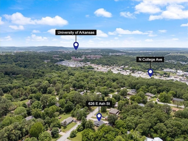 626 Ash St, Fayetteville, AR 72703 - aerial view of a heavily wooded area
