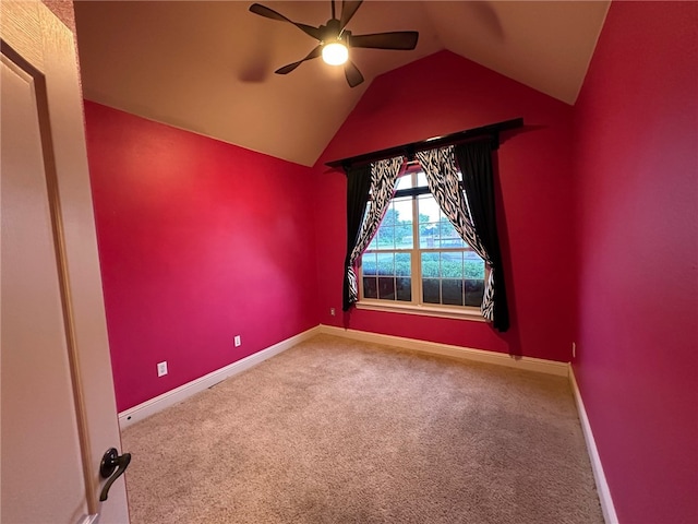 5749 S Chanberry Ln, Rogers, AR 72758 - carpeted spare room featuring ceiling fan, lofted ceiling, and baseboards