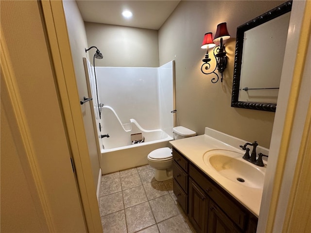 5749 S Chanberry Ln, Rogers, AR 72758 - full bath featuring vanity, toilet, shower / washtub combination, tile patterned floors, and recessed lighting
